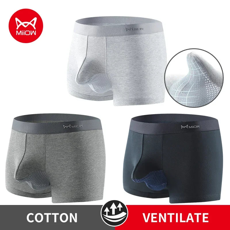 MiiOW 3Pcs Antibacterial Organic Cotton MenflexibleUnderwear©